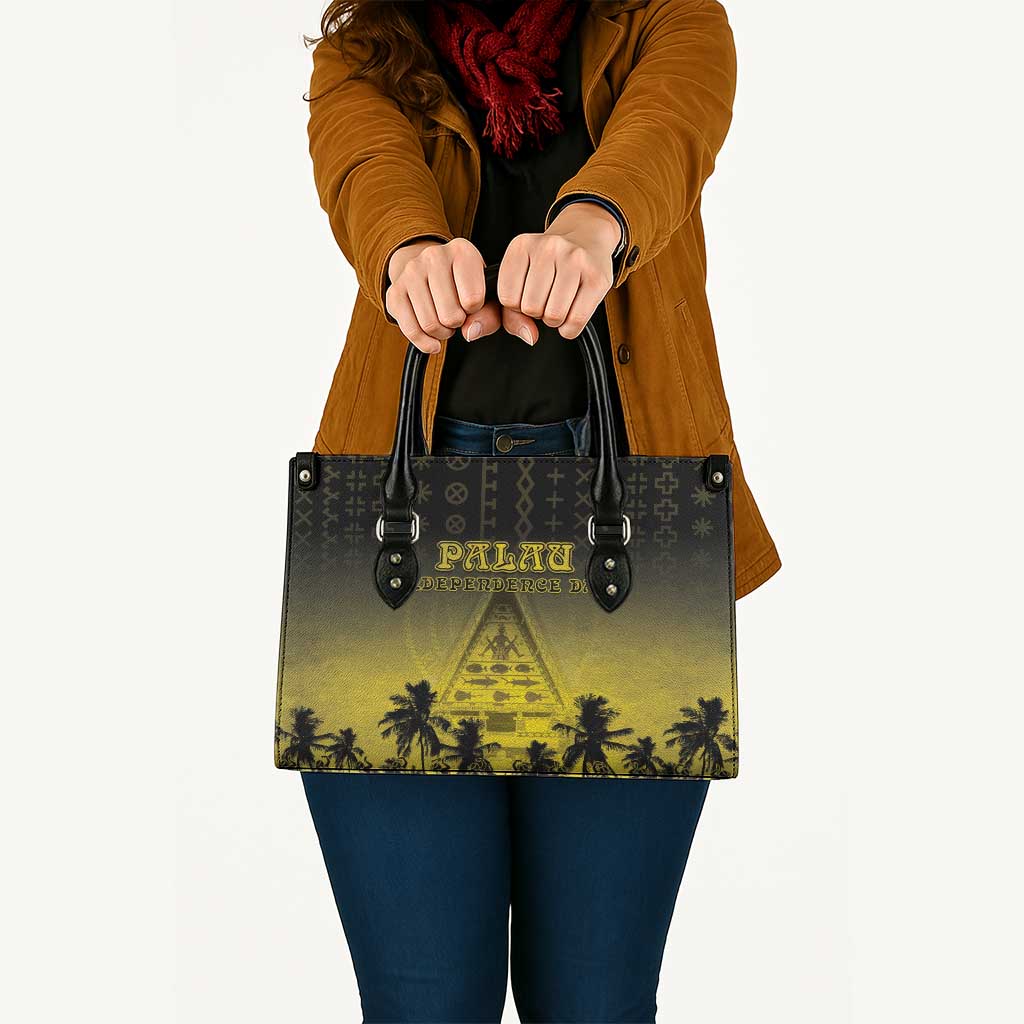 Palau Independence Day Leather Bag Palauan Tattoo Pattern - Polynesian Pride