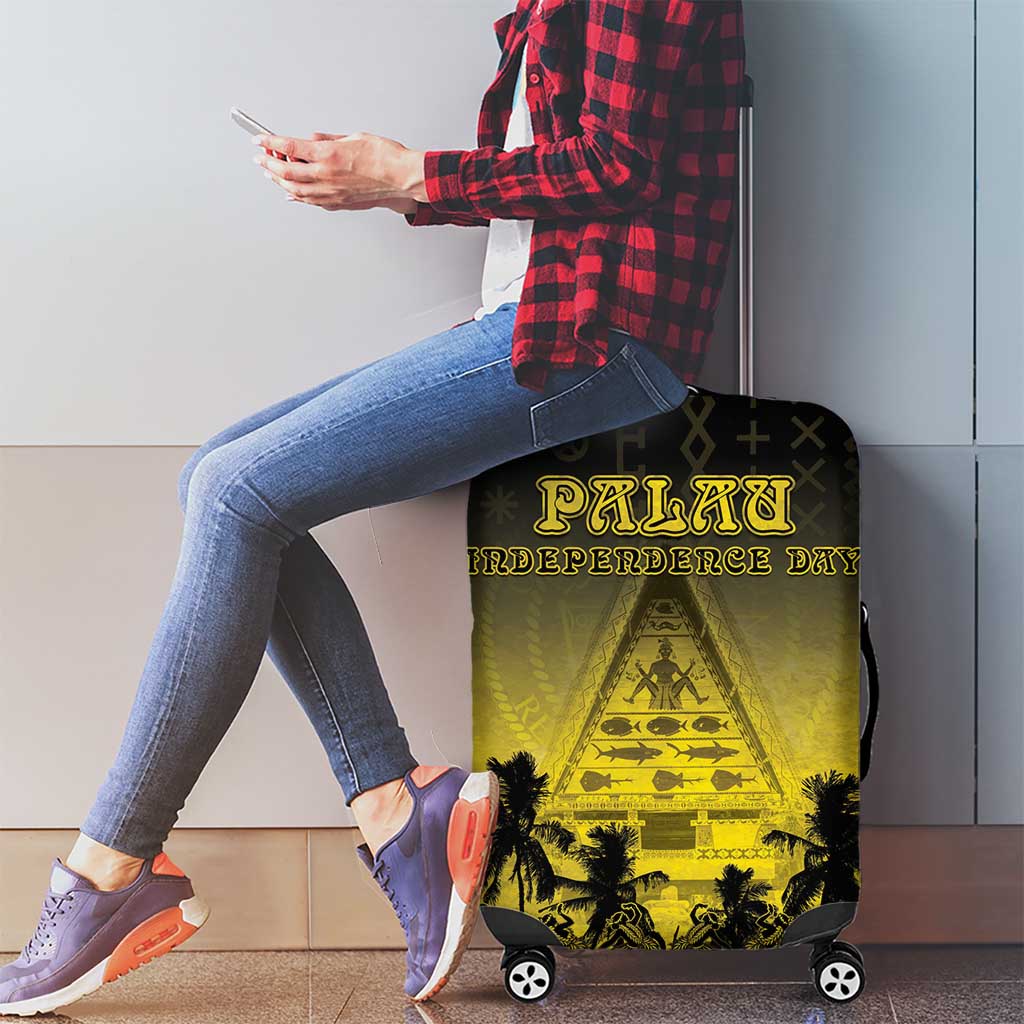 Palau Independence Day Luggage Cover Palauan Tattoo Pattern - Polynesian Pride