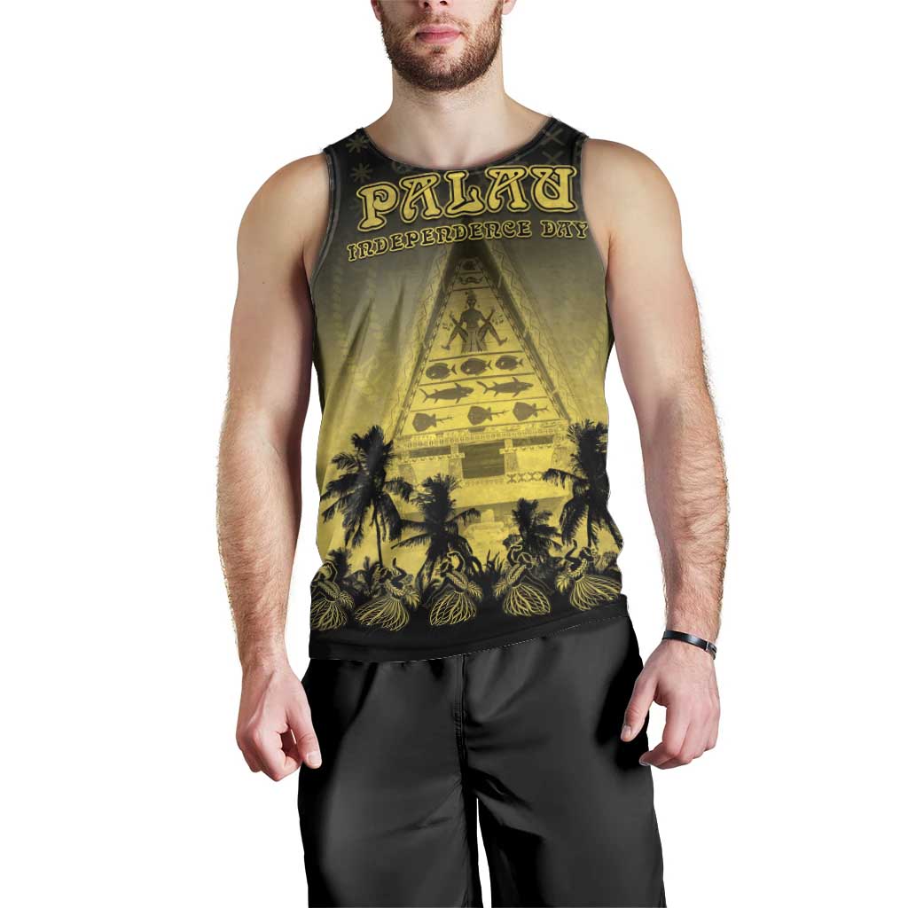 Personalised Palau Independence Day Men Tank Top Palauan Tattoo Pattern - Polynesian Pride