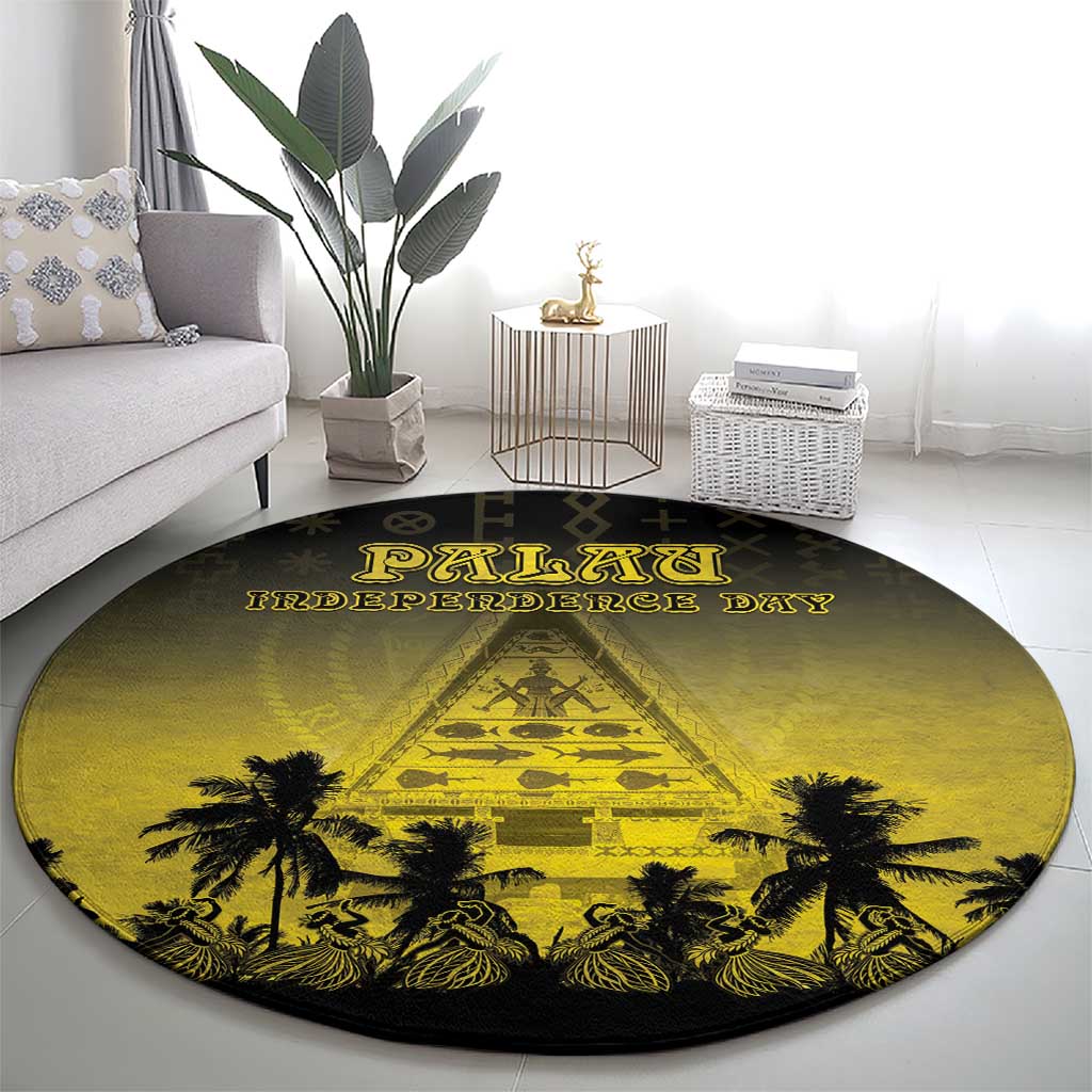 Palau Independence Day Round Carpet Palauan Tattoo Pattern - Polynesian Pride