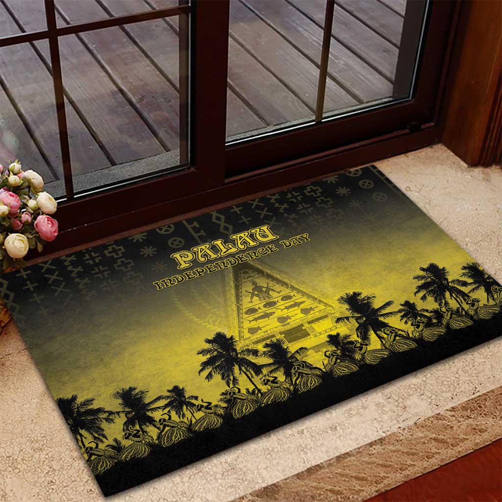 Palau Independence Day Rubber Doormat Palauan Tattoo Pattern - Polynesian Pride