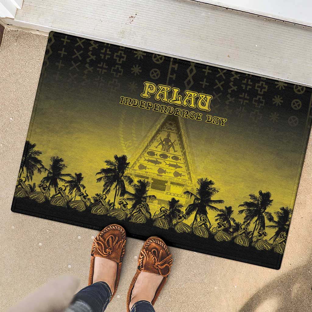 Palau Independence Day Rubber Doormat Palauan Tattoo Pattern - Polynesian Pride