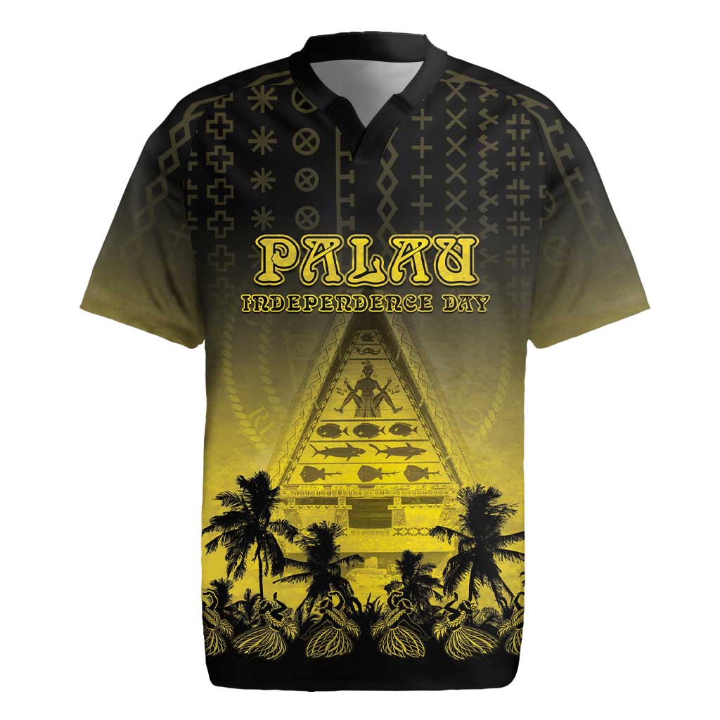 Personalised Palau Independence Day Rugby Jersey Palauan Tattoo Pattern - Polynesian Pride