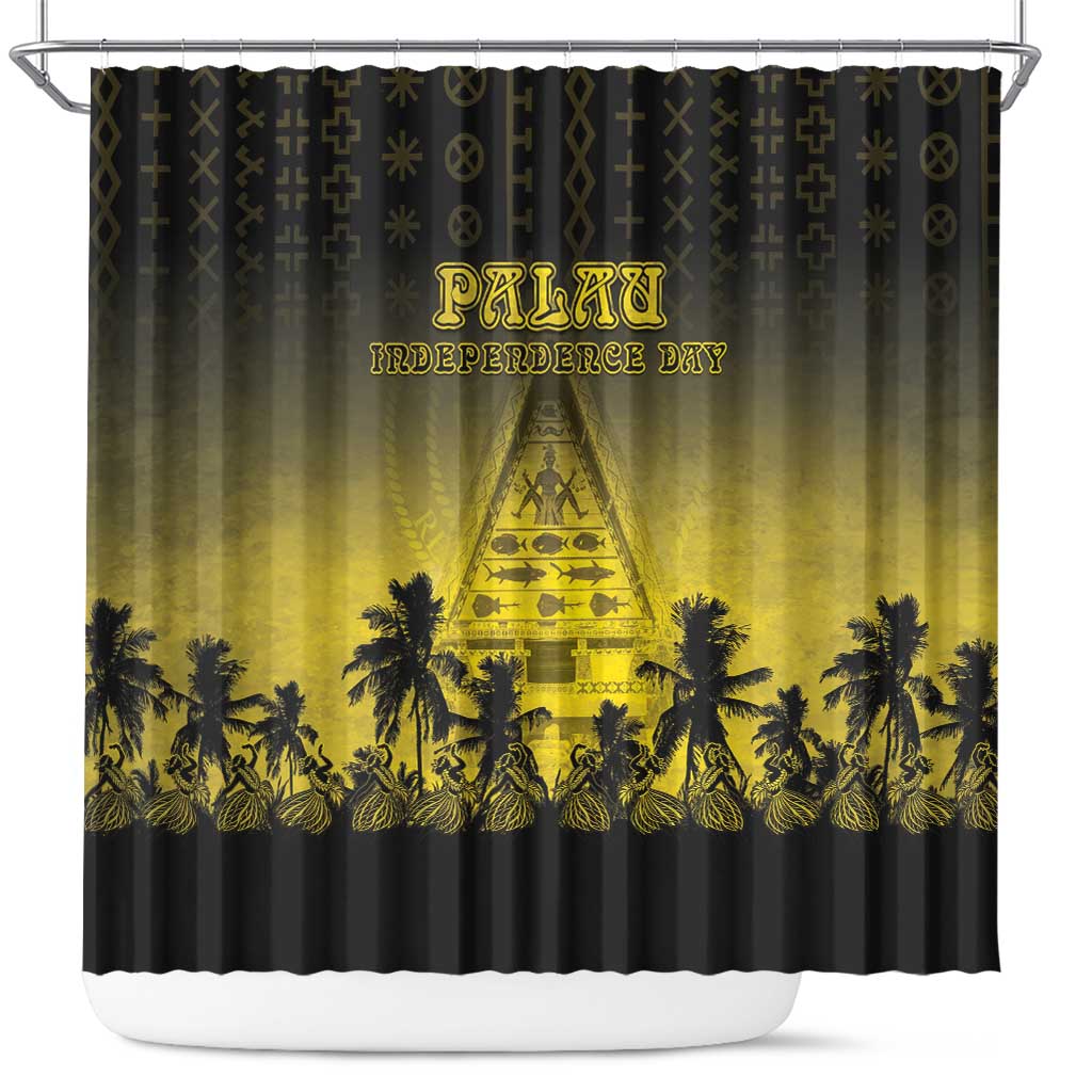 Palau Independence Day Shower Curtain Palauan Tattoo Pattern - Polynesian Pride