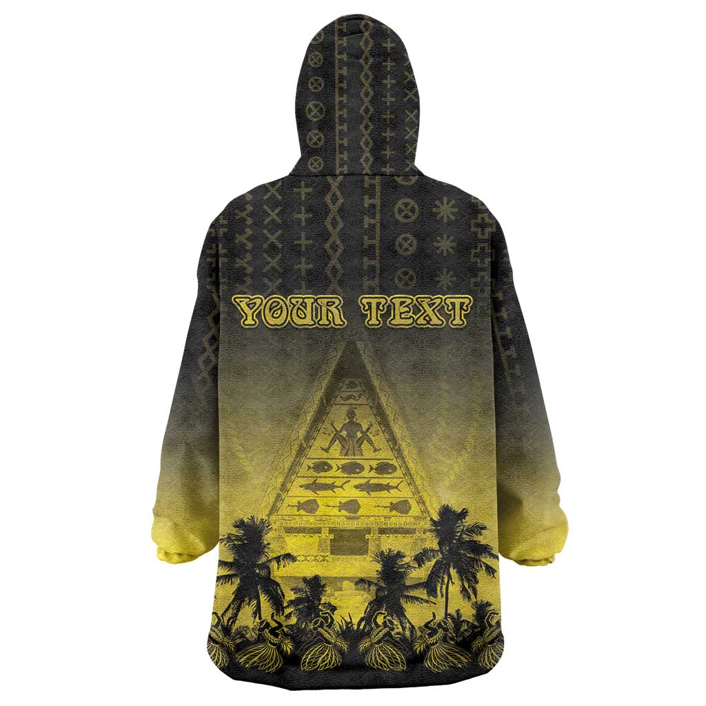 Personalised Palau Independence Day Wearable Blanket Hoodie Palauan Tattoo Pattern - Polynesian Pride