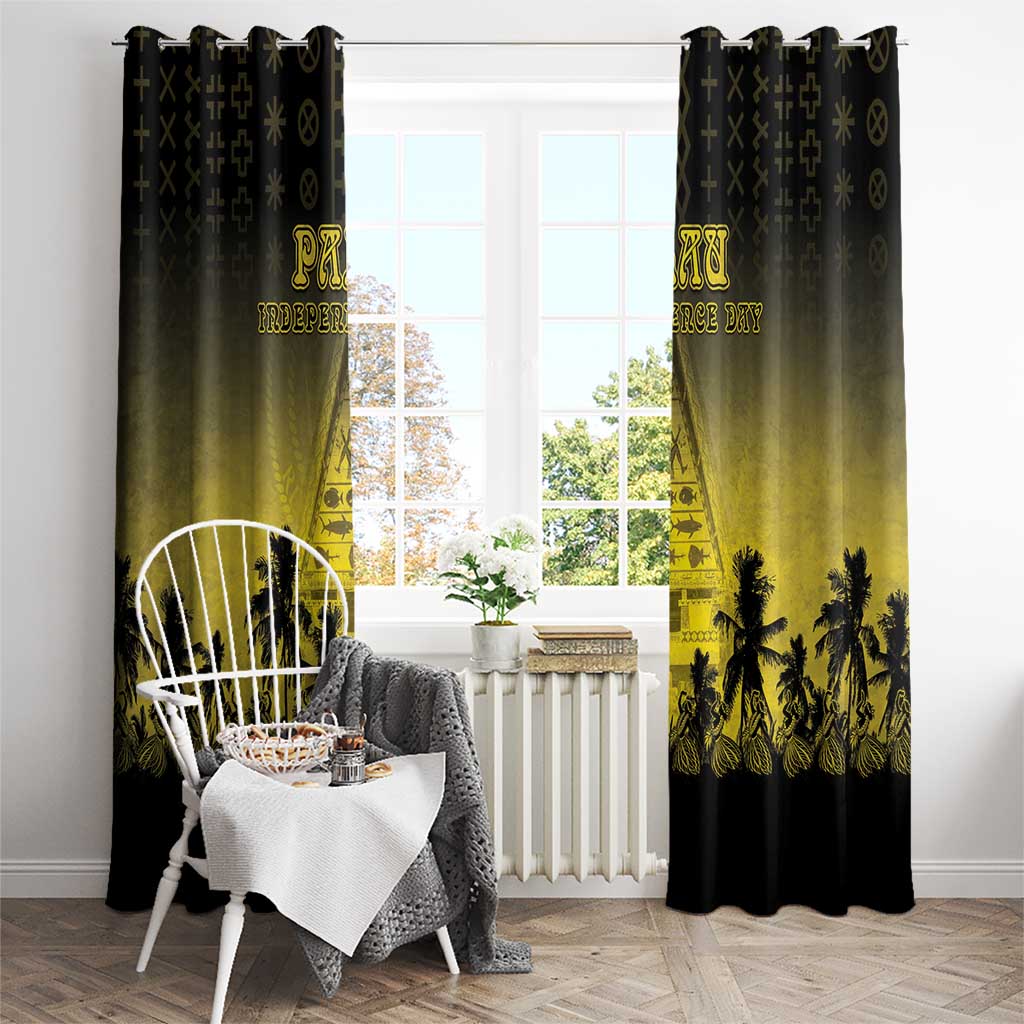 Palau Independence Day Window Curtain Palauan Tattoo Pattern - Polynesian Pride