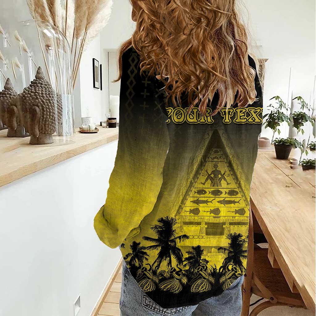 Personalised Palau Independence Day Women Casual Shirt Palauan Tattoo Pattern - Polynesian Pride