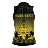 Personalised Palau Independence Day Women Sleeveless Polo Shirt Palauan Tattoo Pattern - Polynesian Pride