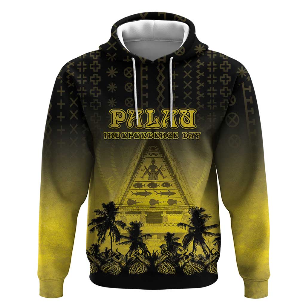 Personalised Palau Independence Day Zip Hoodie Palauan Tattoo Pattern - Polynesian Pride