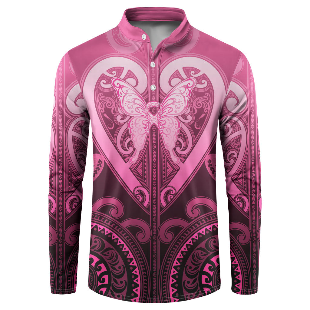 Aotearoa Breast Cancer Button Sweatshirt Maori Tribal Pattern LT05 Pink - Polynesian Pride