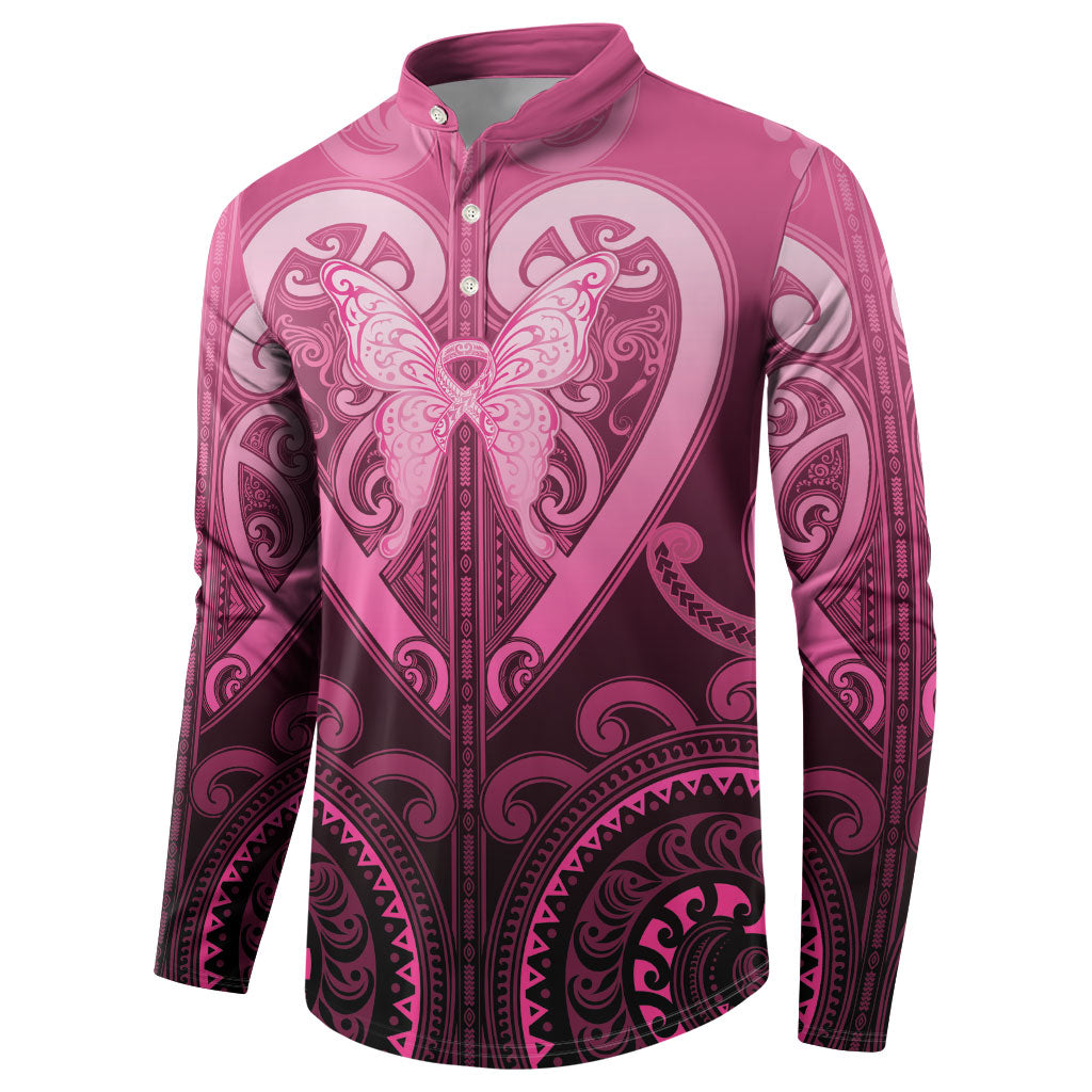Aotearoa Breast Cancer Button Sweatshirt Maori Tribal Pattern LT05 - Polynesian Pride