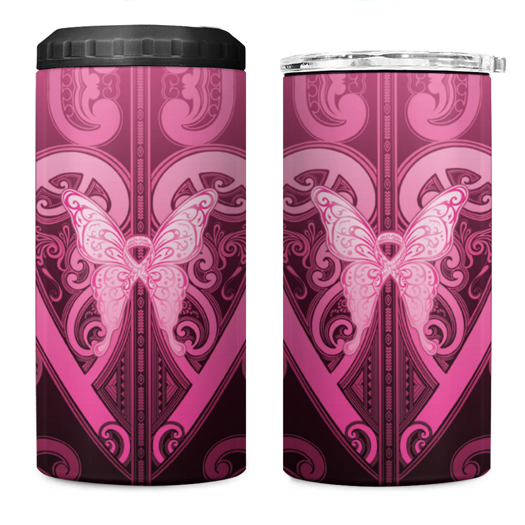 Aotearoa Breast Cancer 4 in 1 Can Cooler Tumbler Maori Tribal Pattern LT05 One Size: 16 oz Pink - Polynesian Pride