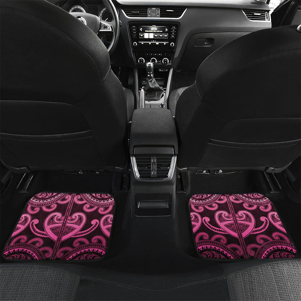 Aotearoa Breast Cancer Car Mats Maori Tribal Pattern LT05 Set 2pcs - Back Pink - Polynesian Pride