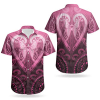 Aotearoa Breast Cancer Couples Matching Long Sleeve Bodycon Dress and Hawaiian Shirt Maori Tribal Pattern LT05 - Polynesian Pride
