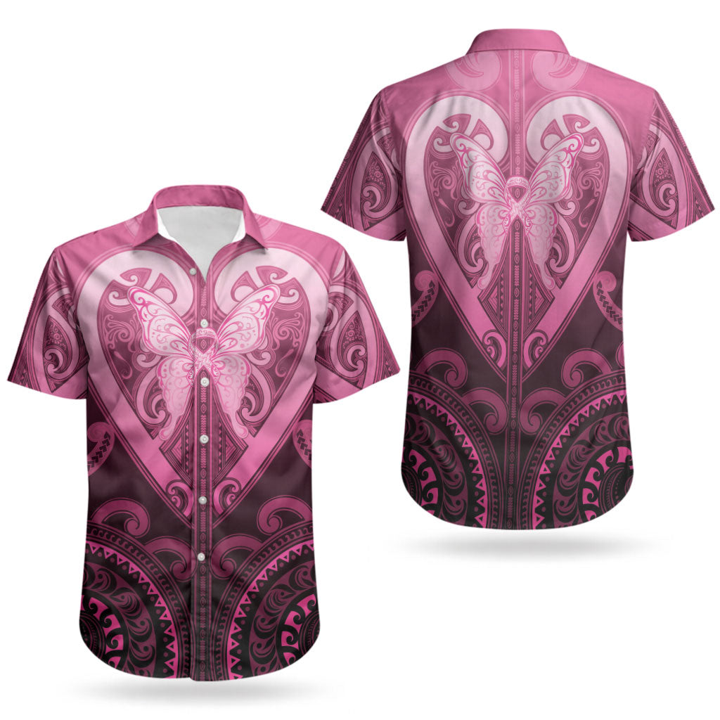 Aotearoa Breast Cancer Couples Matching Puletasi and Hawaiian Shirt Maori Tribal Pattern LT05 - Polynesian Pride