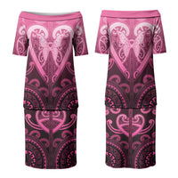 Aotearoa Breast Cancer Couples Matching Puletasi and Long Sleeve Button Shirt Maori Tribal Pattern LT05 - Polynesian Pride