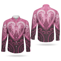 Aotearoa Breast Cancer Couples Matching Tank Maxi Dress and Long Sleeve Button Shirt Maori Tribal Pattern LT05 - Polynesian Pride