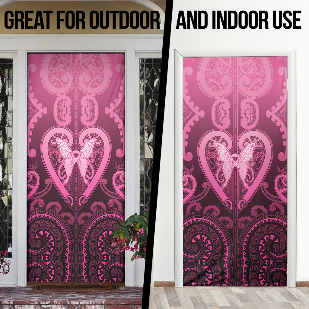 Aotearoa Breast Cancer Door Cover Maori Tribal Pattern LT05 - Polynesian Pride