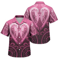 Aotearoa Breast Cancer Family Matching Puletasi and Hawaiian Shirt Maori Tribal Pattern LT05 Son's Shirt Pink - Polynesian Pride