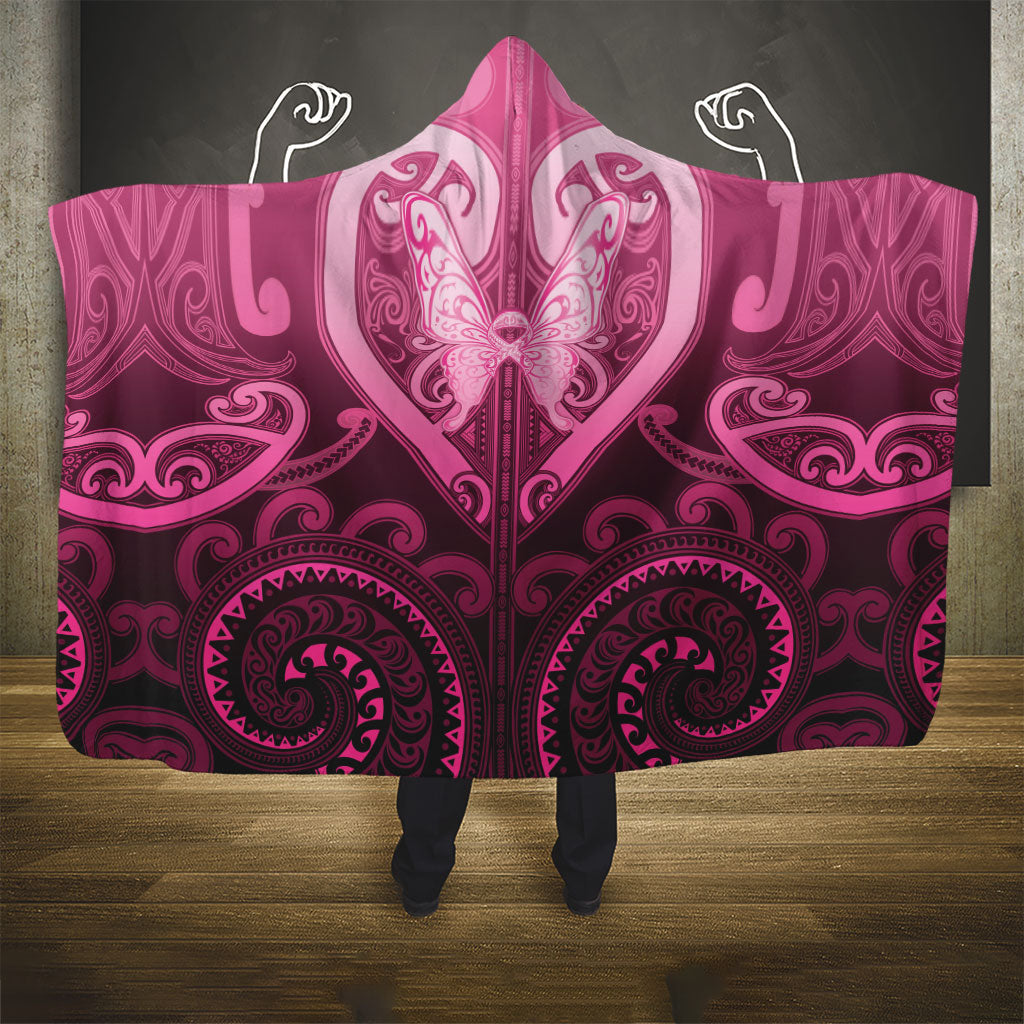 Aotearoa Breast Cancer Hooded Blanket Maori Tribal Pattern LT05 - Polynesian Pride