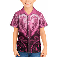 Aotearoa Breast Cancer Kid Hawaiian Shirt Maori Tribal Pattern LT05 Kid Pink - Polynesian Pride