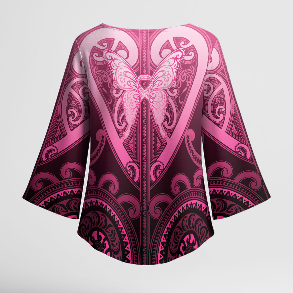 Aotearoa Breast Cancer Kimono Sleeve Blouse Maori Tribal Pattern LT05 - Polynesian Pride