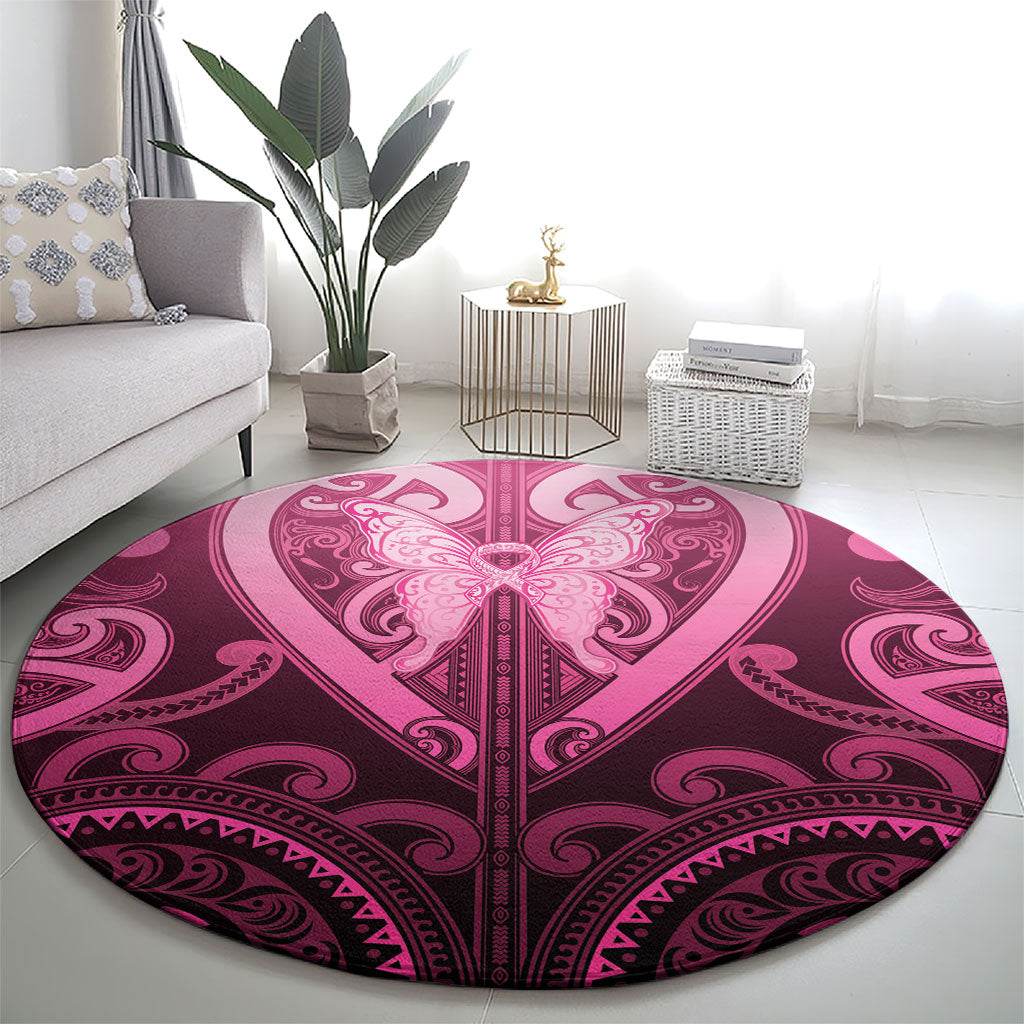 Aotearoa Breast Cancer Round Carpet Maori Tribal Pattern LT05 - Polynesian Pride