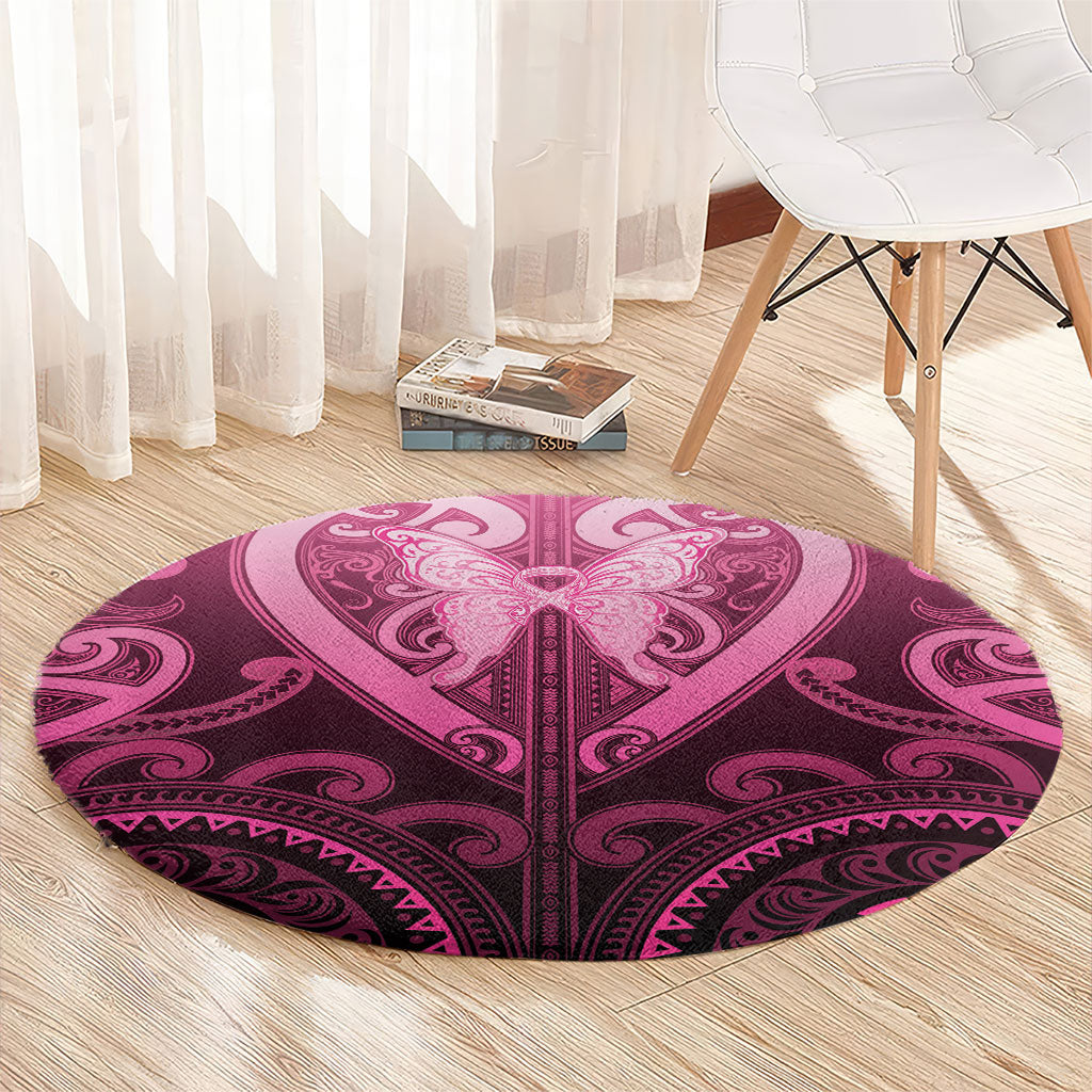 Aotearoa Breast Cancer Round Carpet Maori Tribal Pattern LT05 - Polynesian Pride