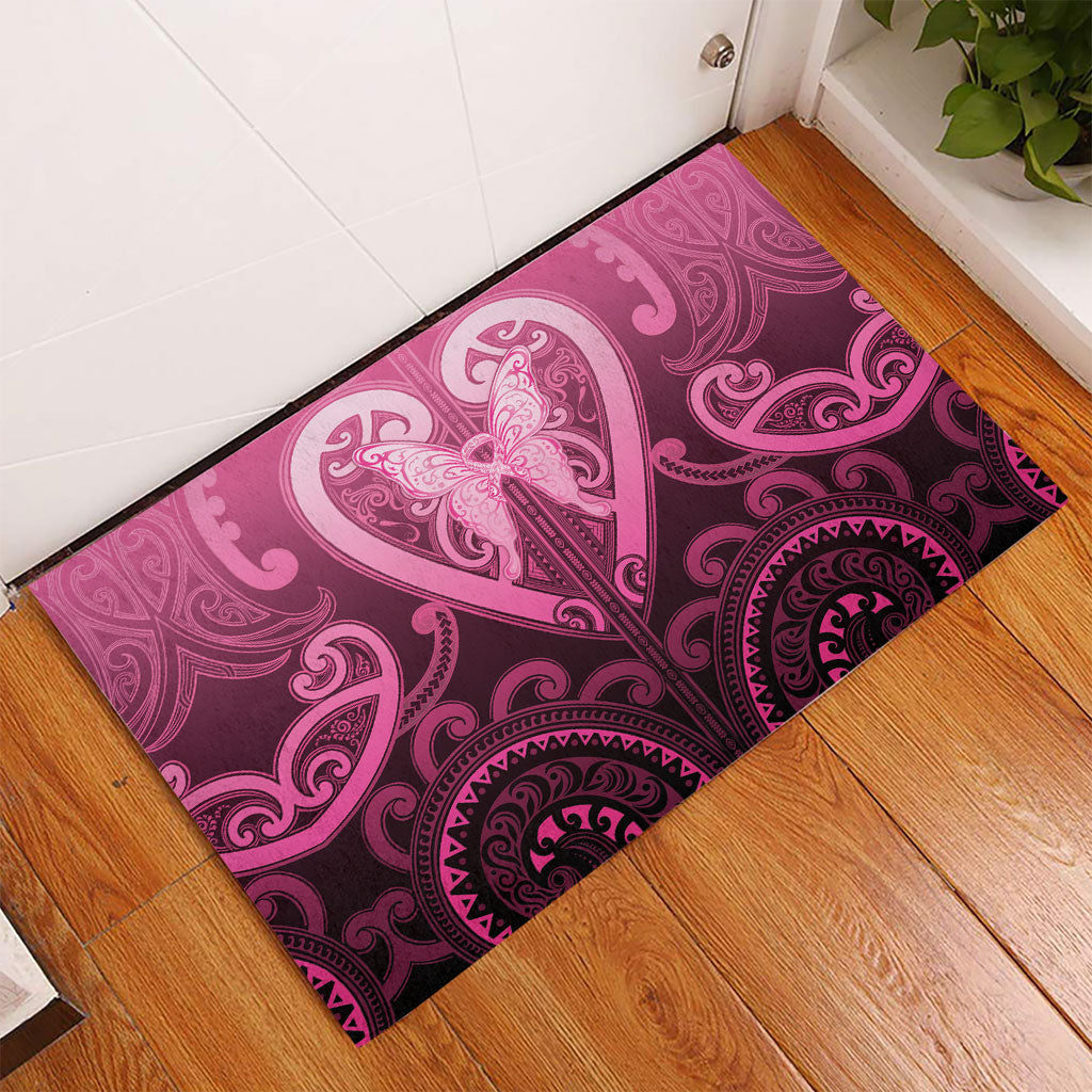 Aotearoa Breast Cancer Rubber Doormat Maori Tribal Pattern LT05 - Polynesian Pride