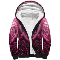 Aotearoa Breast Cancer Sherpa Hoodie Maori Tribal Pattern LT05 Unisex Pink - Polynesian Pride