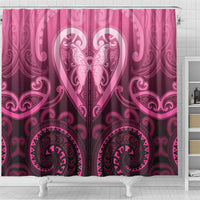 Aotearoa Breast Cancer Shower Curtain Maori Tribal Pattern LT05 - Polynesian Pride