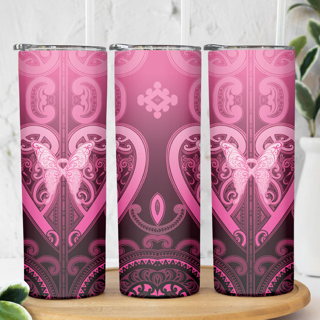 Aotearoa Breast Cancer Skinny Tumbler Maori Tribal Pattern LT05 - Polynesian Pride