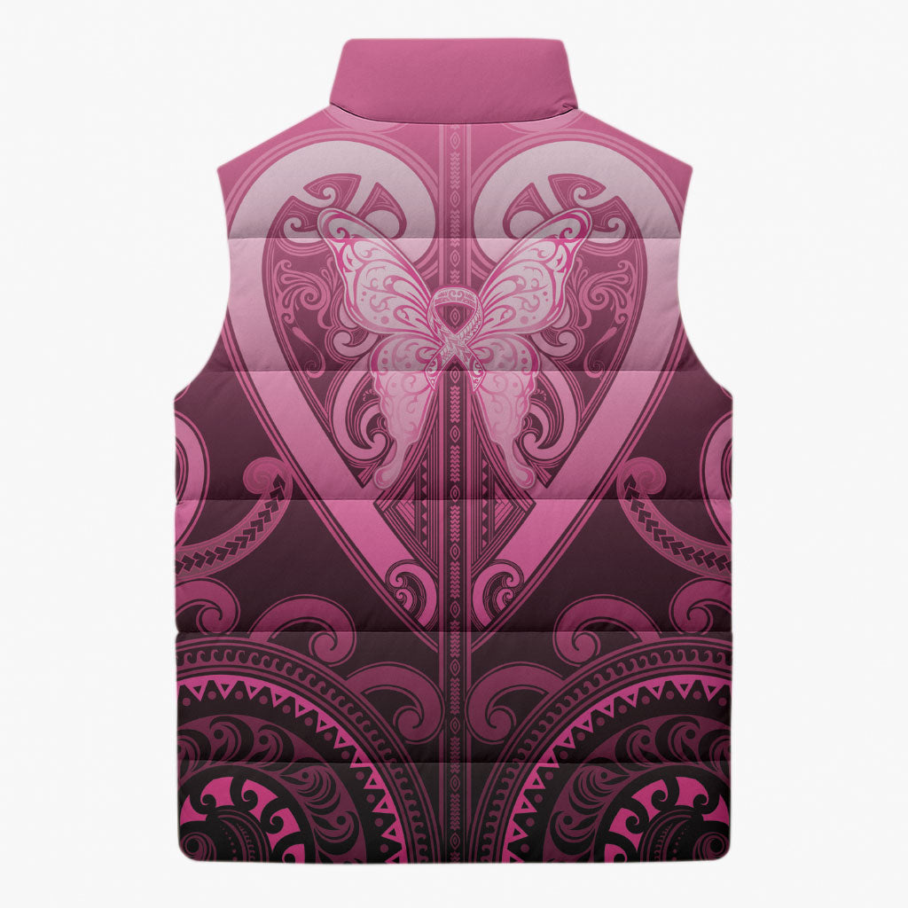 Aotearoa Breast Cancer Sleeveless Puffer Jacket Maori Tribal Pattern LT05 - Polynesian Pride