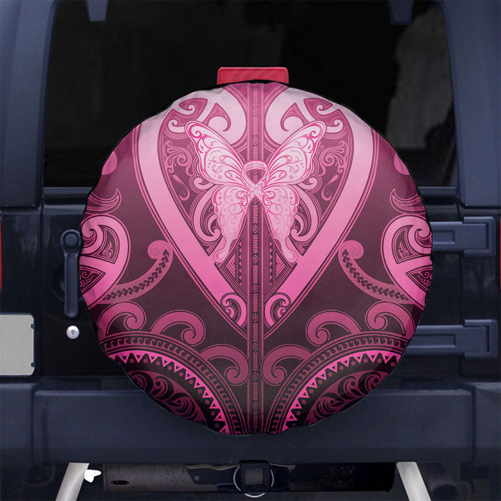 Aotearoa Breast Cancer Spare Tire Cover Maori Tribal Pattern LT05 No hole Pink - Polynesian Pride