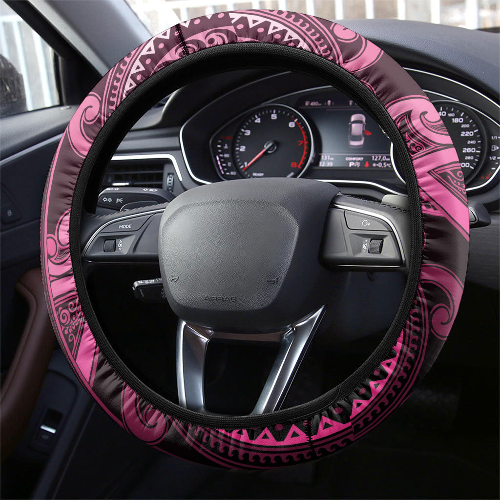 Aotearoa Breast Cancer Steering Wheel Cover Maori Tribal Pattern LT05 - Polynesian Pride