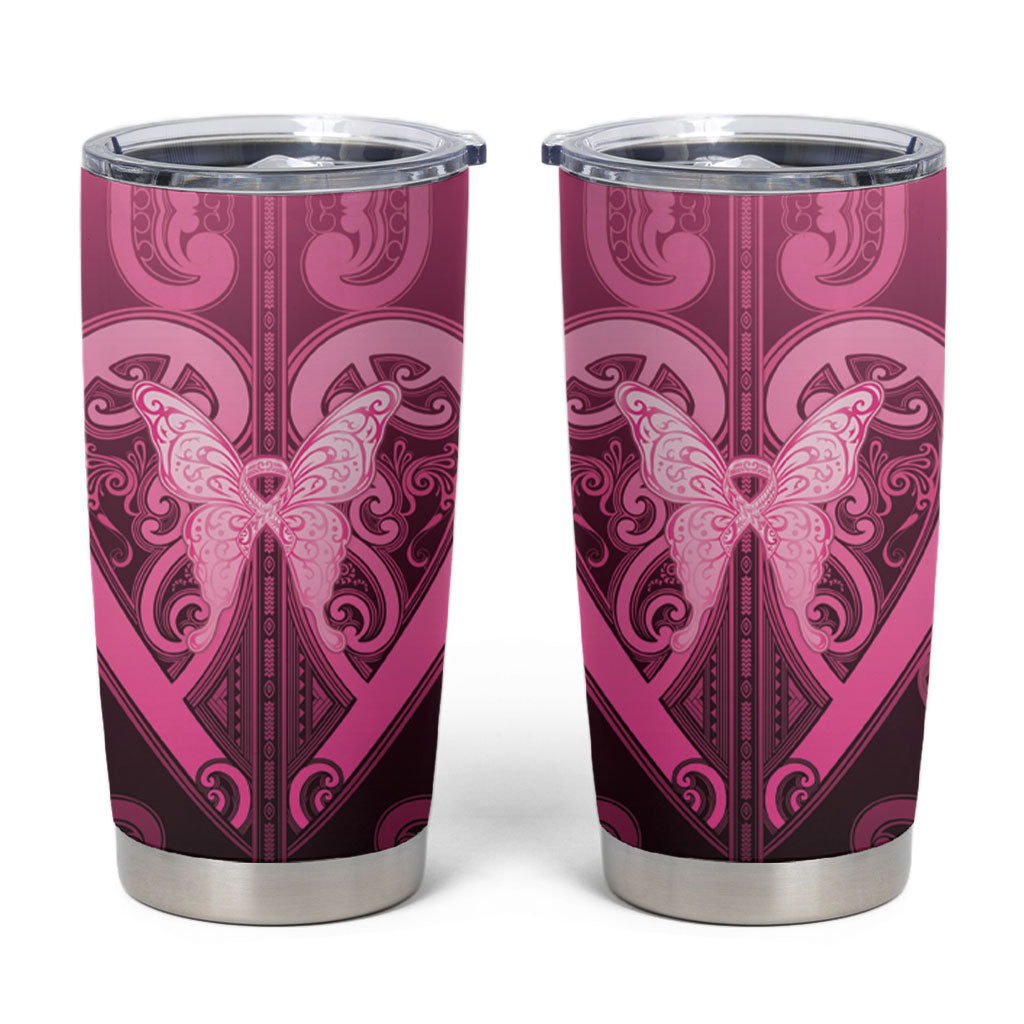 Aotearoa Breast Cancer Tumbler Cup Maori Tribal Pattern LT05 Pink - Polynesian Pride