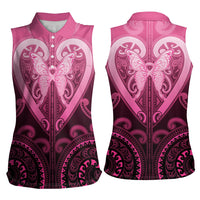 Aotearoa Breast Cancer Women Sleeveless Polo Shirt Maori Tribal Pattern LT05 - Polynesian Pride