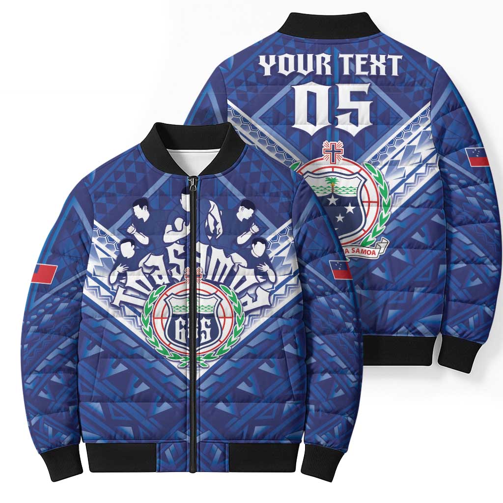 Toa Samoa Rugby Custom Bomber Puffer Jacket Samoan Pride With Tribal Pattern - Polynesian Pride