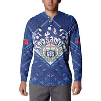 Toa Samoa Rugby Custom Button Sweatshirt Samoan Pride With Tribal Pattern - Polynesian Pride