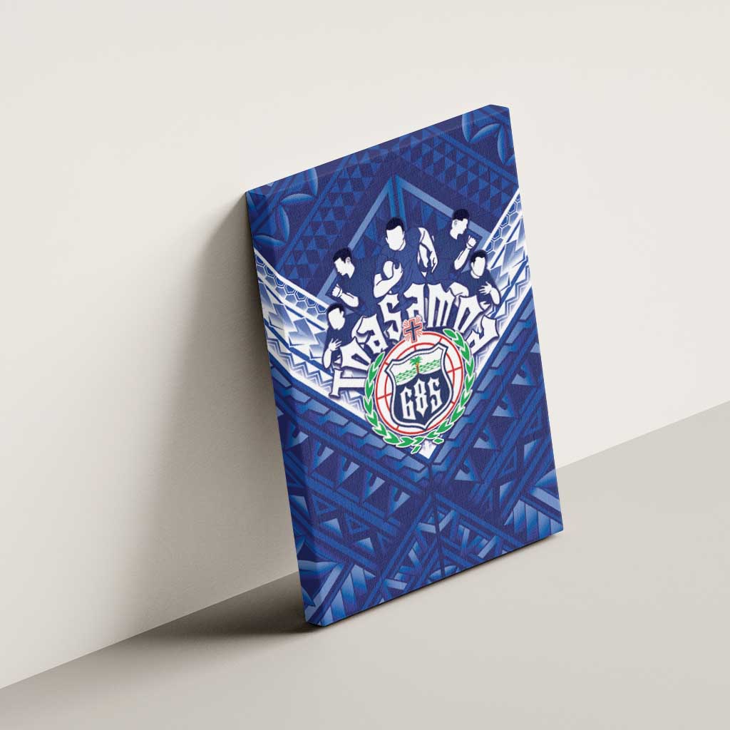 Toa Samoa Rugby Canvas Wall Art Samoan Pride With Tribal Pattern - Polynesian Pride