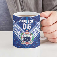 Toa Samoa Rugby Custom Ceramic Mug Samoan Pride With Tribal Pattern - Polynesian Pride