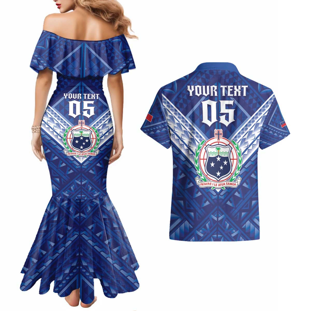 Toa Samoa Rugby Custom Couples Matching Mermaid Dress and Hawaiian Shirt Samoan Pride With Tribal Pattern - Polynesian Pride