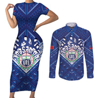 Toa Samoa Rugby Custom Couples Matching Short Sleeve Bodycon Dress and Long Sleeve Button Shirt Samoan Pride With Tribal Pattern - Polynesian Pride
