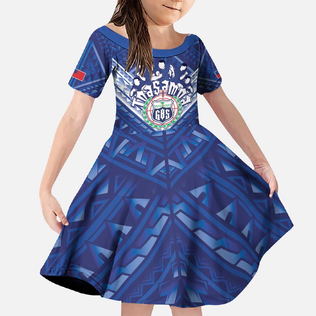 Toa Samoa Rugby Custom Family Matching Tank Maxi Dress and Hawaiian Shirt Samoan Pride With Tribal Pattern - Polynesian Pride