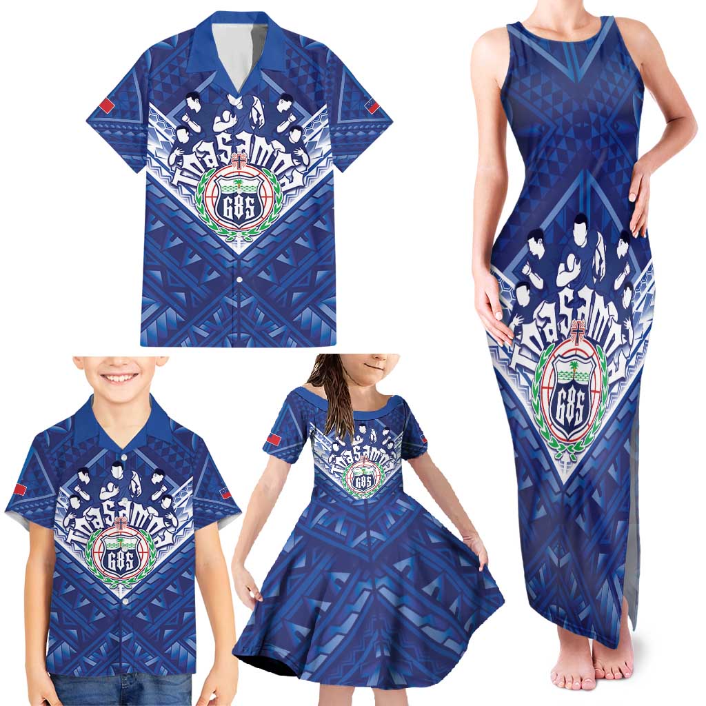Toa Samoa Rugby Custom Family Matching Tank Maxi Dress and Hawaiian Shirt Samoan Pride With Tribal Pattern - Polynesian Pride