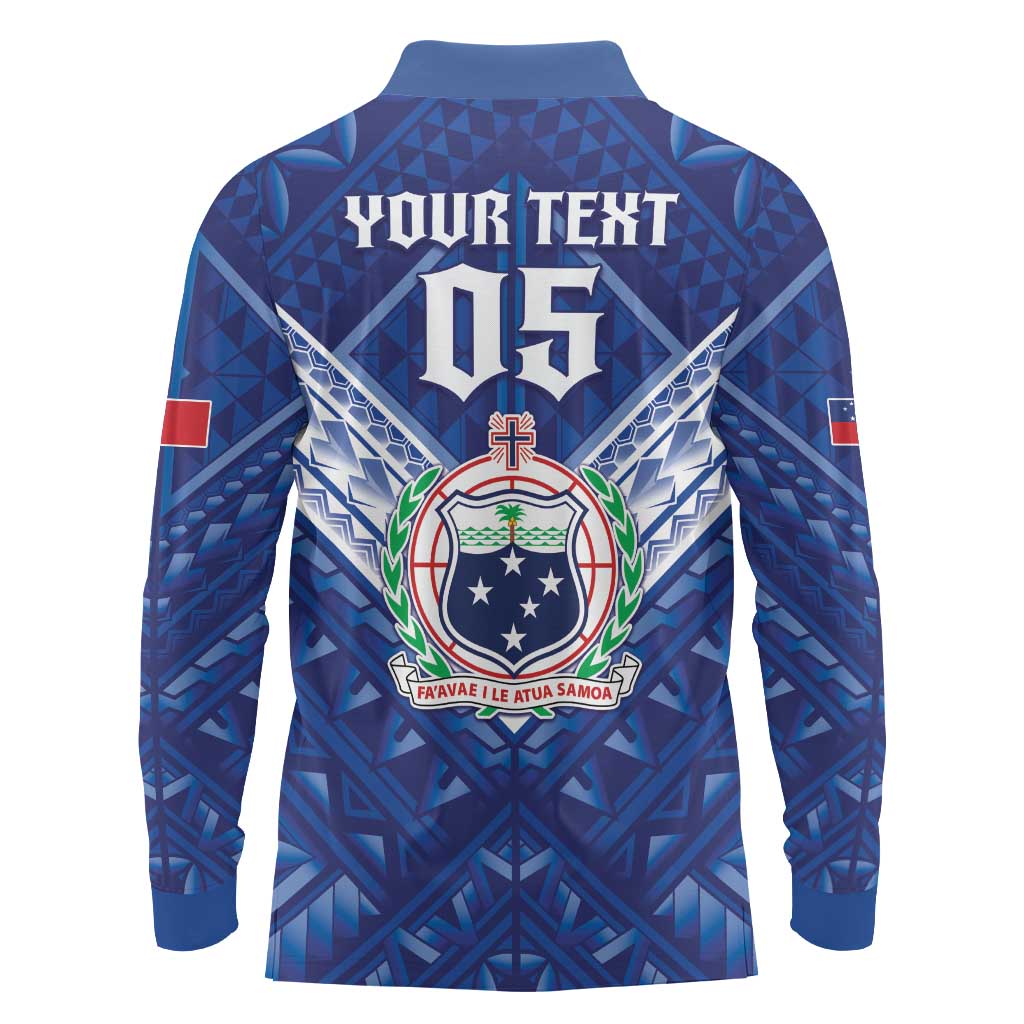 Toa Samoa Rugby Custom Long Sleeve Polo Shirt Samoan Pride With Tribal Pattern - Polynesian Pride