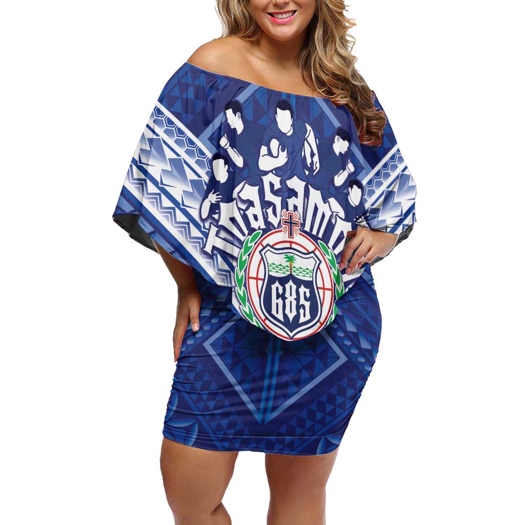 Toa Samoa Rugby Custom Off Shoulder Short Dress Samoan Pride With Tribal Pattern - Polynesian Pride