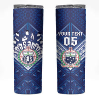Toa Samoa Rugby Custom Skinny Tumbler Samoan Pride With Tribal Pattern - Polynesian Pride