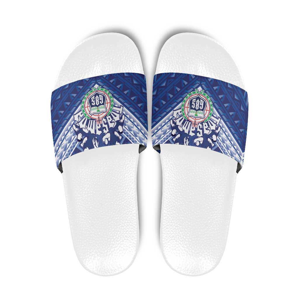 Toa Samoa Rugby Slide Sandals Samoan Pride With Tribal Pattern - Polynesian Pride