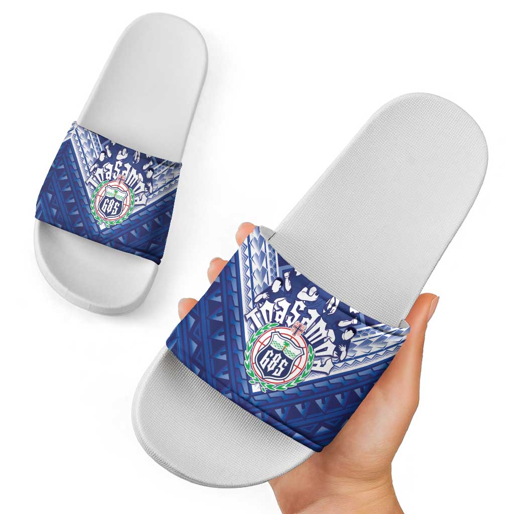 Toa Samoa Rugby Slide Sandals Samoan Pride With Tribal Pattern - Polynesian Pride